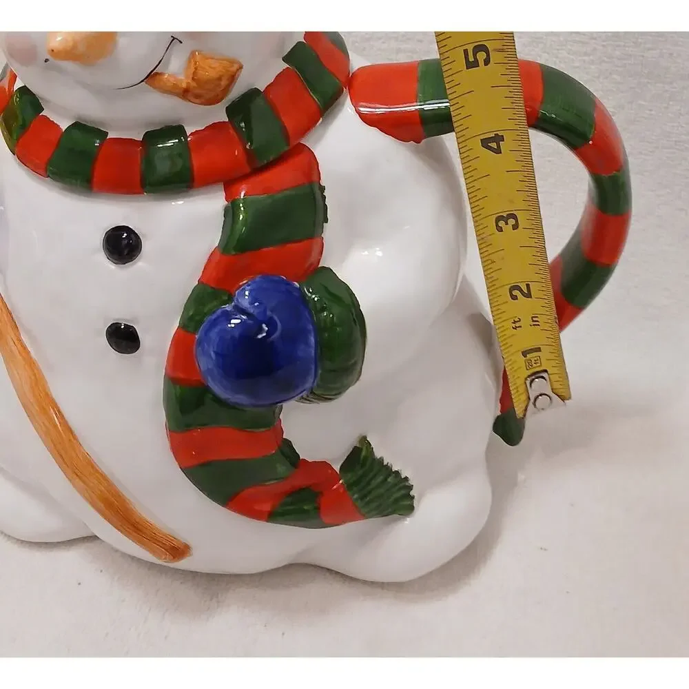 Cooks Club Frosty SNOWMAN TEAPOT Hot Chocolate Server Christmas‎ Holiday Ceramic